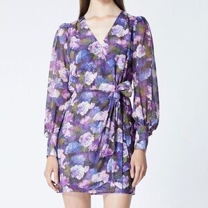 The Kooples Printed Wrap Dress with Violet Motif Size 0/XS